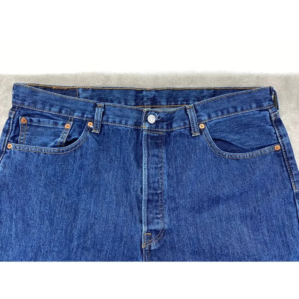 Levi's 501 Original Fit Jeans Men's 38x32 Dark Wash Button Fly Straight Denim